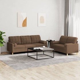 Sofa set with cushions 2 pieces brown fabric by , Sofas - Ref: Foro24-3201325, Price: 560,87 €, Discount: %