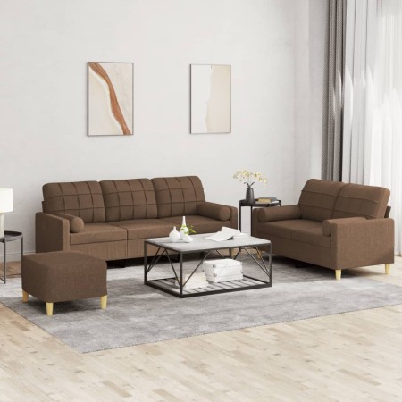 Sofagarnitur mit Kissen 3-teilig aus braunem Stoff von , Sofas - Ref: Foro24-3201333, Preis: 618,01 €, Rabatt: %