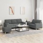 Sofagarnitur mit Kissen 3-teilig aus dunkelgrauem Stoff von , Sofas - Ref: Foro24-3201331, Preis: 584,35 €, Rabatt: %