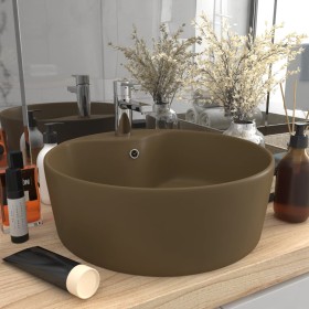 Luxurious washbasin with matte cream ceramic overflow 36x13 cm by , Sinks - Ref: Foro24-147040, Price: 63,80 €, Discount: %