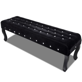 Black velvet bench with crystal buttons by , Benches for halls and storage - Ref: Foro24-241263, Price: 173,36 €, Discount: %