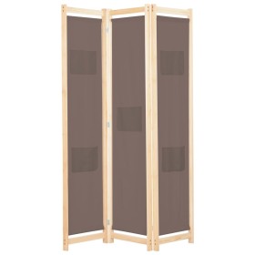 Biombo divisor de 3 paneles de tela marrón 120x170x4 cm de , Divisores de ambientes - Ref: Foro24-248179, Precio: 54,99 €, De...