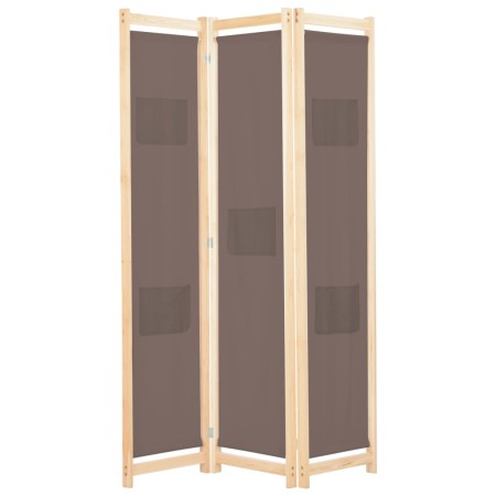 Biombo divisor de 3 paneles de tela marrón 120x170x4 cm de , Divisores de ambientes - Ref: Foro24-248179, Precio: 54,56 €, De...