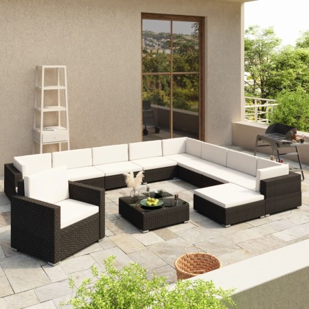 Garden furniture set 12 pieces and black synthetic rattan cushions by vidaXL, Garden sets - Ref: Foro24-41263, Price: 1,00 €,...