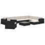 Set muebles de jardín 12 pzas y cojines ratán sintético negro de vidaXL, Conjuntos de jardín - Ref: Foro24-41263, Precio: 1,0...