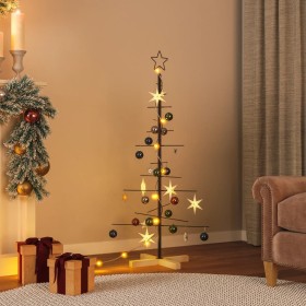 Black metal Christmas tree with wooden base 120 cm by , Christmas trees - Ref: Foro24-359603, Price: 44,42 €, Discount: %