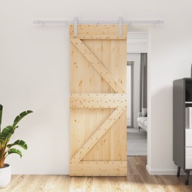 Puerta corredera con herrajes madera maciza de pino 80x210 cm de , Puertas - Ref: Foro24-3203006, Precio: 196,55 €, Descuento: %