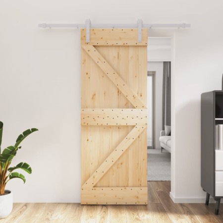 Puerta corredera con herrajes madera maciza de pino 80x210 cm de , Puertas - Ref: Foro24-3203006, Precio: 196,55 €, Descuento: %