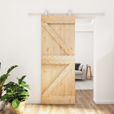 Puerta corredera con herrajes madera maciza de pino 80x210 cm de , Puertas - Ref: Foro24-3203084, Precio: 210,71 €, Descuento: %