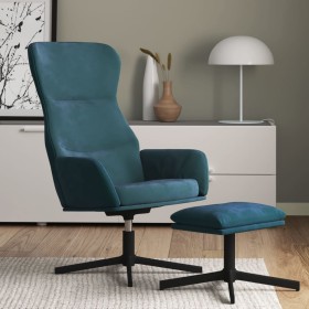 Sillón de relax con reposapiés terciopelo azul de , Sillones - Ref: Foro24-3097494, Precio: 155,40 €, Descuento: %