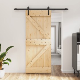 Puerta corredera con herrajes madera maciza de pino 85x210 cm de , Puertas - Ref: Foro24-3202970, Precio: 182,02 €, Descuento: %