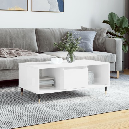 Glossy white plywood coffee table 90x50x36.5 cm by , Coffee table - Ref: Foro24-830582, Price: 65,72 €, Discount: %