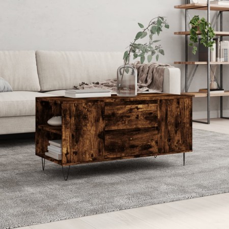 Couchtisch aus geräuchertem Eichenholzwerkstoff, 102 x 44,5 x 50 cm von , Couchtisch - Ref: Foro24-831001, Preis: 74,99 €, Ra...