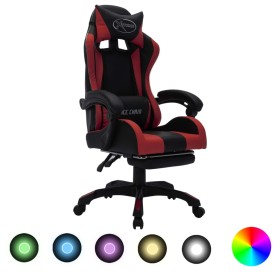 Silla gaming luces LED RGB cuero sintético color vino y negro de , Sillas de oficina - Ref: Foro24-288013, Precio: 209,99 €, ...