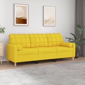 3-seater sofa with light yellow fabric cushions 180 cm by , Sofas - Ref: Foro24-3200795, Price: 289,69 €, Discount: %