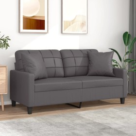 2-seater sofa with gray synthetic leather cushions 140 cm by , Sofas - Ref: Foro24-3200805, Price: 228,34 €, Discount: %