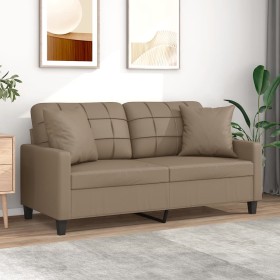 2-seater sofa with cappuccino synthetic leather cushions 140 cm by , Sofas - Ref: Foro24-3200807, Price: 280,31 €, Discount: %