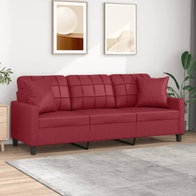 3-Sitzer-Sofa mit roten Kunstlederkissen 180 cm von , Sofas - Ref: Foro24-3200811, Preis: 356,95 €, Rabatt: %