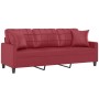 Sofá de 3 plazas con cojines cuero sintético rojo tinto 180 cm de , Sofás - Ref: Foro24-3200811, Precio: 342,26 €, Descuento: %