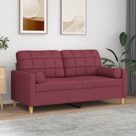 2-Sitzer-Sofa mit roten Stoffkissen 140 cm von , Sofas - Ref: Foro24-3200788, Preis: 248,33 €, Rabatt: %