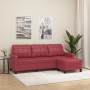 3 seater sofa with stool red synthetic leather 180 cm by , Sofas - Ref: Foro24-3201017, Price: 381,07 €, Discount: %