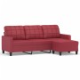 Sofá de 3 plazas con taburete cuero sintético rojo tinto 180 cm de , Sofás - Ref: Foro24-3201017, Precio: 381,07 €, Descuento: %