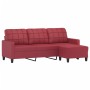 Sofá de 3 plazas con taburete cuero sintético rojo tinto 180 cm de , Sofás - Ref: Foro24-3201017, Precio: 381,07 €, Descuento: %