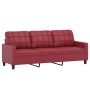 Sofá de 3 plazas con taburete cuero sintético rojo tinto 180 cm de , Sofás - Ref: Foro24-3201017, Precio: 381,07 €, Descuento: %