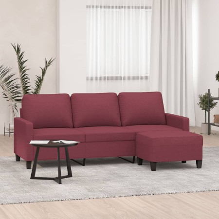 3-seater sofa with red fabric stool 180 cm by , Sofas - Ref: Foro24-3201043, Price: 351,48 €, Discount: %