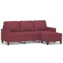 Sofá de 3 plazas con taburete de tela rojo tinto 180 cm de , Sofás - Ref: Foro24-3201043, Precio: 351,48 €, Descuento: %