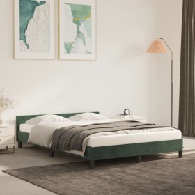 Dark green velvet bed frame with headboard 140x200 cm by , Beds and slatted bases - Ref: Foro24-347576, Price: 141,45 €, Disc...