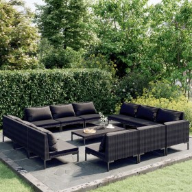 Garden furniture 13 pieces and cushions dark gray synthetic rattan by , Garden sets - Ref: Foro24-3099807, Price: 1,00 €, Dis...