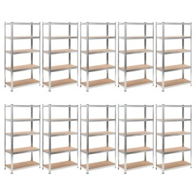 Resistant shelves 5 levels 10 units plywood and steel by vidaXL, Industrial shelving - Ref: Foro24-271519, Price: 559,89 €, D...