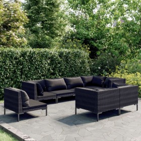 Gartensofa-Set 8-teilig mit dunkelgrauen synthetischen Rattankissen von , Gartensets - Ref: Foro24-3099872, Preis: 637,99 €, ...