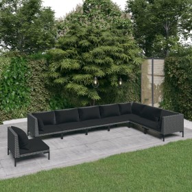 Gartensofa-Set 8-teilig mit dunkelgrauen synthetischen Rattankissen von , Gartensets - Ref: Foro24-3099858, Preis: 669,99 €, ...