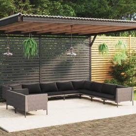 Gartenmöbel 10 Stück und Kissen dunkelgraues synthetisches Rattan von , Gartensets - Ref: Foro24-3099898, Preis: 880,99 €, Ra...