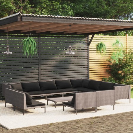 Gartenmöbel 13-teilig und Kissen dunkelgraues synthetisches Rattan von , Gartensets - Ref: Foro24-3099893, Preis: 1,00 €, Rab...