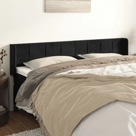Black velvet headboard 203x16x78/88 cm by , Headboards and footboards - Ref: Foro24-3118836, Price: 83,80 €, Discount: %
