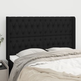 Cabecero con orejas de tela negro 147x16x118/128 cm de , Cabeceros y pies de cama - Ref: Foro24-3119916, Precio: 152,99 €, De...