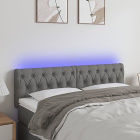 Cabecero con LED de tela gris oscuro 144x7x78/88 cm de , Cabeceros y pies de cama - Ref: Foro24-3121947, Precio: 79,65 €, Des...