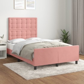 Estructura de cama con cabecero de terciopelo rosa 120x200 cm de , Camas y somieres - Ref: Foro24-3125994, Precio: 185,76 €, ...