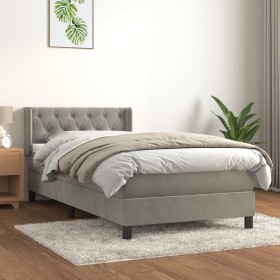 Cama box spring con colchón terciopelo gris claro 80x200 cm de , Camas y somieres - Ref: Foro24-3131105, Precio: 300,60 €, De...