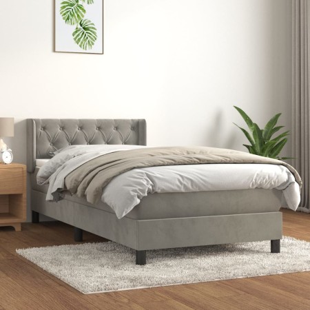 Cama box spring con colchón terciopelo gris claro 80x200 cm de , Camas y somieres - Ref: Foro24-3131105, Precio: 290,25 €, De...