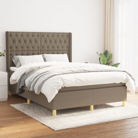 Box spring bed with taupe gray fabric mattress 140x200 cm by , Beds and slatted bases - Ref: Foro24-3132237, Price: 608,25 €,...