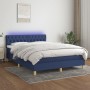 Box spring bed with mattress and LED blue fabric 140x200 cm by , Beds and slatted bases - Ref: Foro24-3133963, Price: 448,45 ...