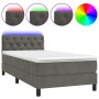 Cama box spring colchón y LED terciopelo gris oscuro 80x200 cm de , Camas y somieres - Ref: Foro24-3134550, Precio: 283,36 €,...