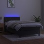 Box spring bed with mattress and LED dark gray velvet 80x200 cm by , Beds and slatted bases - Ref: Foro24-3134550, Price: 282...