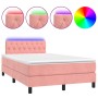 Cama box spring colchón y LED terciopelo rosa 120x200 cm de , Camas y somieres - Ref: Foro24-3134578, Precio: 418,64 €, Descu...