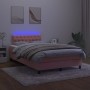 Cama box spring colchón y LED terciopelo rosa 120x200 cm de , Camas y somieres - Ref: Foro24-3134578, Precio: 418,64 €, Descu...