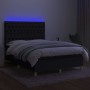 Box spring bed mattress and LED lights black fabric 140x190 cm by , Beds and slatted bases - Ref: Foro24-3135671, Price: 529,...